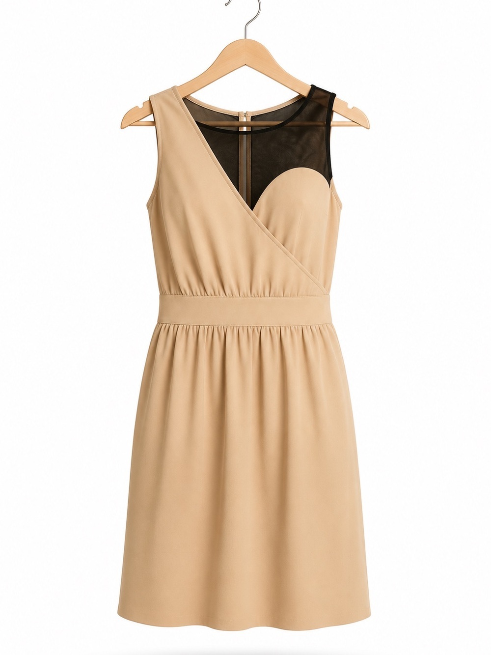 Sparkle & Fade Women's Sleeveless Mesh Dress Cream and Black Color Women's L